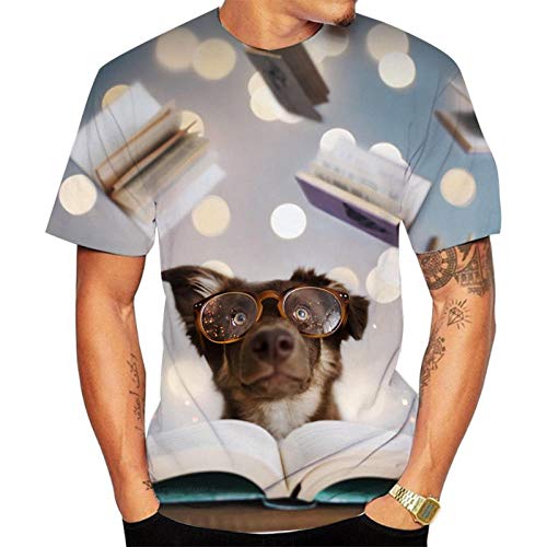 Tshirt Herren Hund Hund Ausdruck Drucken 3D Rundhals-T-Shirt-11_6XL von HHSW