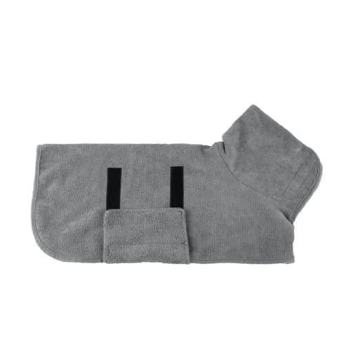 HHWY Hundebademantel,Haustier Bademantel Super Wasser aufnehmender Welpen Badetuch Schnell trocknender Bademantel,Hundebademantel Mikrofaser Decke (M,Gray-B) von HHWY