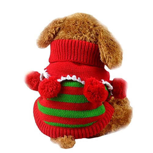 Netter Warmer Rollkragenpullover Hund Hoodie Streifen Sweater Winter Weihnachten Urlaub Strickpullover Strickwaren Puppy Costume von HI SUYI