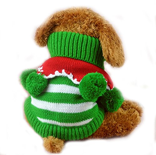 Netter Warmer Rollkragenpullover Hund Hoodie Streifen Sweater Winter Weihnachten Urlaub Strickpullover Strickwaren Puppy Costume von HI SUYI