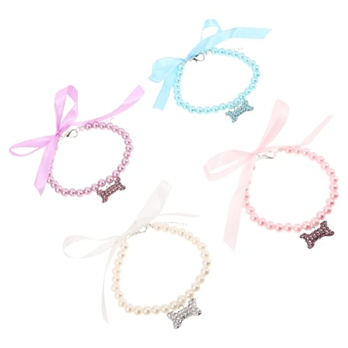 HIAKDOFT 4 Stück Verstellbare Hundehalsketten mit Imitationsperlen und Knochenanhänger Leichte Halskette für Kleine Haustiere Modisches Schmuckaccessoire für Katzen und Hunde bei Outdoor HIAKDOFT 4 Stück Verstellbare Hundehalsketten mit Imitationsperlen und Knochenanhänger Leichte Halskette für Kleine Haustiere Modisches Schmuckaccessoire für Katzen und Hunde bei Outdoor von HIAKDOFT