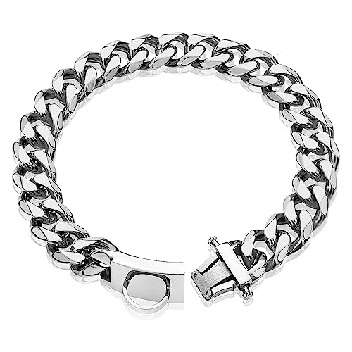 Rostfreier Stahl Hundehalsband Metall Hundehalsband Hundekette Pet Halsband für mittlere und große Hunde(65cm) von HIAOCEEY