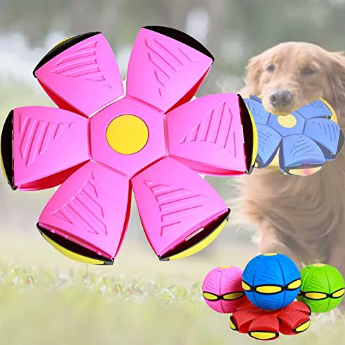 HICCVAL Haustier Spielzeug Fliegender Untertasse Ball, Fliegender Untertasse Ball Hundespielzeug, für Hunde Katzen Outdoor Interaktives Spielzeug, Fliegende Untertasse Ball Rosa-6 helle Modelle von HICCVAL