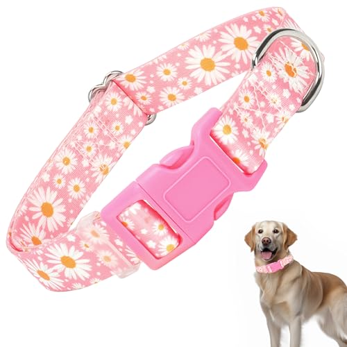 Hundehalsband, für Mädchen, mit Gänseblümchen-Muster, verstellbar, bequem, weich, langlebig, Katzen- und Hundehalsband für XS, S, M, L, XL von HIDAKEAI