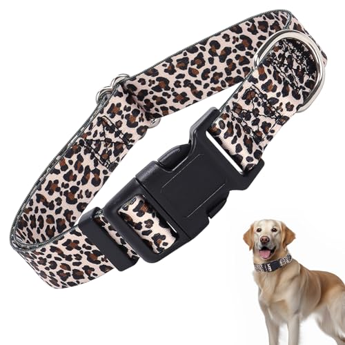 Hundehalsband für XS, S, M, L, XL, XL, Leopardenmuster, Hundehalsband für Jungen und Mädchen, verstellbar, bequem, weich, langlebig, Katzen- oder Hundehalsbänder (L) von HIDAKEAI