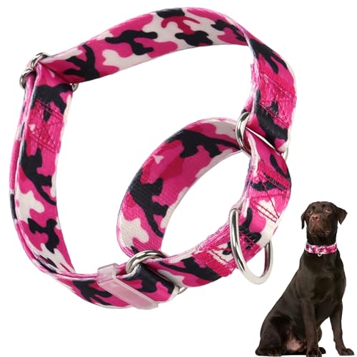 Martingale-Halsband für Hunde, Martingale-Halsband, verstellbar, hochwertig, rutschfest, mit speziellem Design für kleine, mittelgroße und große Mädchenhunde (Pink Camo S) von HIDAKEAI