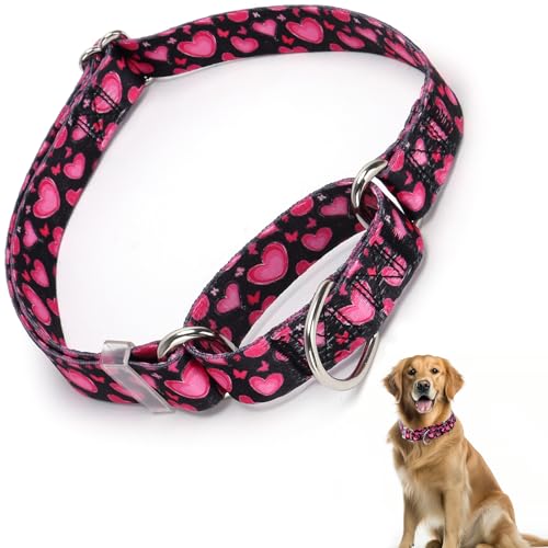 Martingale Halsband für Hunde mit Herzmotiv (M) von HIDAKEAI