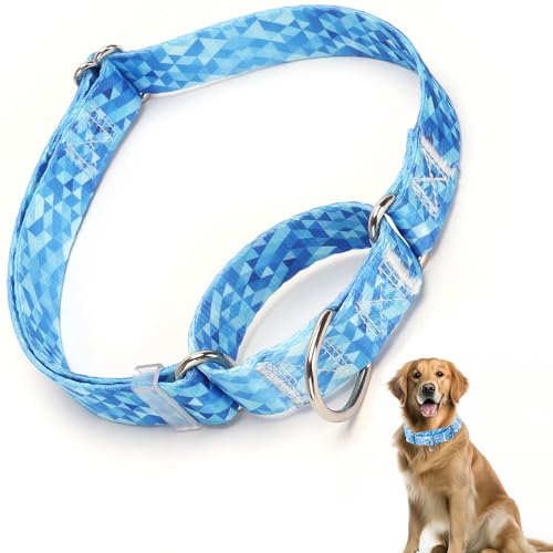 Martingale Halsband für Hunde mit blauem Dreieck-Design (M) von HIDAKEAI