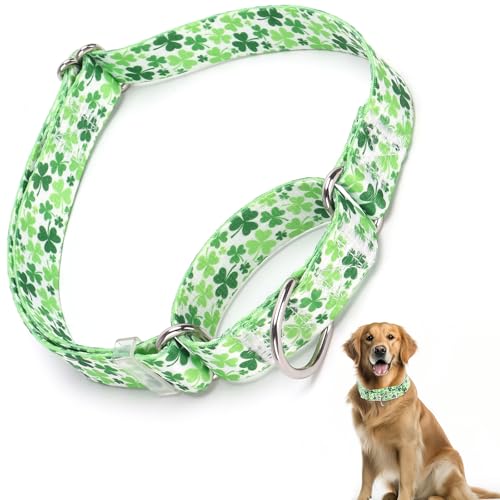 Martingale Halsband für Hunde mit grünem Kleeblatt-Design (S) von HIDAKEAI