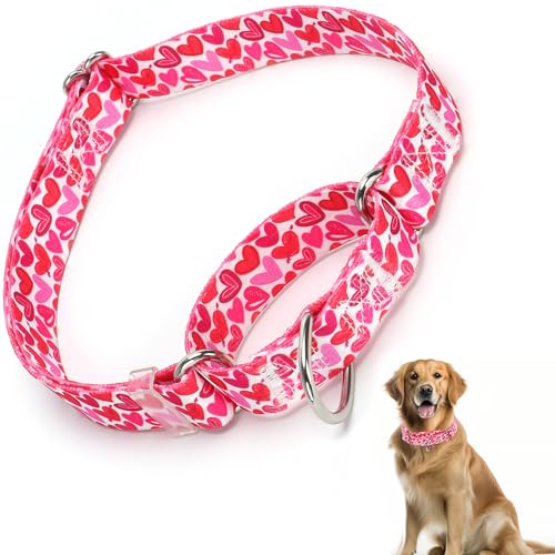 Martingale Halsband für Hunde mit rosa Herz-Design (L) von HIDAKEAI