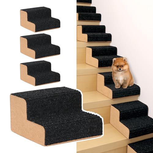 HIDOG Hundetreppe für kleine Hunde, 2-stufige (15,2 cm Höhe), modularer Haustier-Treppenkeil für jede Treppe, rutschfeste Hunderampe mit hoher Unterstützung, für verletzte ältere Haustiere und kleine, von HIDOG