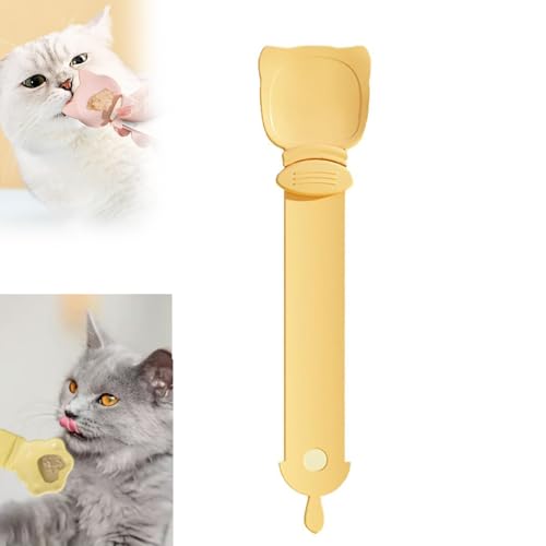 Cat Strip Snack Feeder, Cat Strip Snack Feeder, Squeeze Cat Treat Dispenser, Portable Cute Sliding Cat Strip Feeder,Multifunctional Lickable Wet, for Squeezing Puree and Liquid Snack (Yellow) von HIDRUO