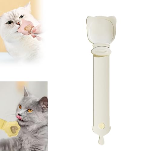 Cat Strip Snack Feeder, Cat Strip Snack Feeder, Squeeze Cat Treat Dispenser, Portable Cute Sliding Cat Strip Feeder,Multifunctional Lickable Wet, for Squeezing Puree and Liquid Snack (beige) von HIDRUO