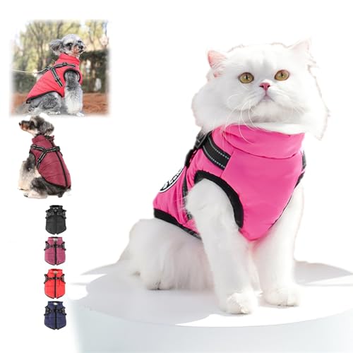 Furry King Dog Winter Coat,Furryking 3 in 1 Winter Jacket for Dogs,Dog Jacket Adjustable Warm Dog Coats,Waterproof Windproof Dog Snow Jacket with Zipper, for Small Medium Large Dogs (Rose Red, 2XL) von HIDRUO