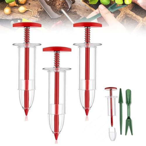 HIDRUO 6 PCS Mini Seed Spreader, Garden Seed Planter Tool, Small Seed Sower Tool, Hand-held Manual Seed Spreader with Seedlings Dibber and Widger for Spreading (Set A) von HIDRUO