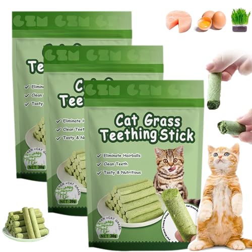 HIDRUO Berdexa Cat Grass Teething Stick, Cat Teeth Cleaning Cat Grass Stick, Chew Sticks for Cats for Increase Appetite and Hairball Removal,Cat Teething Toy for Indoor Cats (3 bag/18 Sticks) von HIDRUO