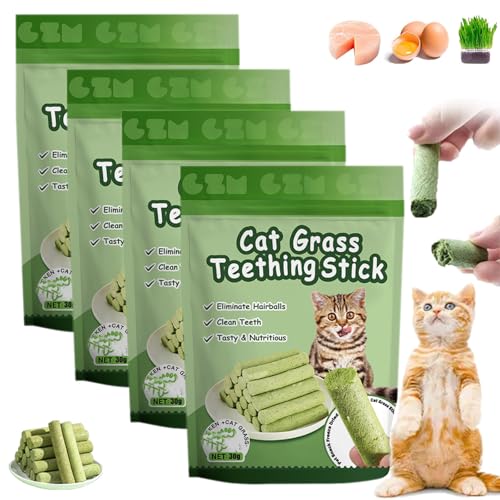 HIDRUO Berdexa Cat Grass Teething Stick, Cat Teeth Cleaning Cat Grass Stick, Chew Sticks for Cats for Increase Appetite and Hairball Removal,Cat Teething Toy for Indoor Cats (4 bag/24 Sticks) von HIDRUO