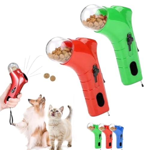 HIDRUO Cat Treat Launcher Gun,Interactive Cat Treat Shooter Gun,Leckerli Spielzeug Handheld Fütterungsspielzeug Interaktives Haustier Spender Katzenleckerli Spender Apportierspie (2 B) von HIDRUO