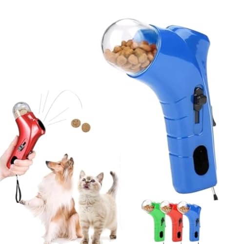 HIDRUO Cat Treat Launcher Gun,Interactive Cat Treat Shooter Gun,Leckerli Spielzeug Handheld Fütterungsspielzeug Interaktives Haustier Spender Katzenleckerli Spender Apportierspie (Blue) von HIDRUO