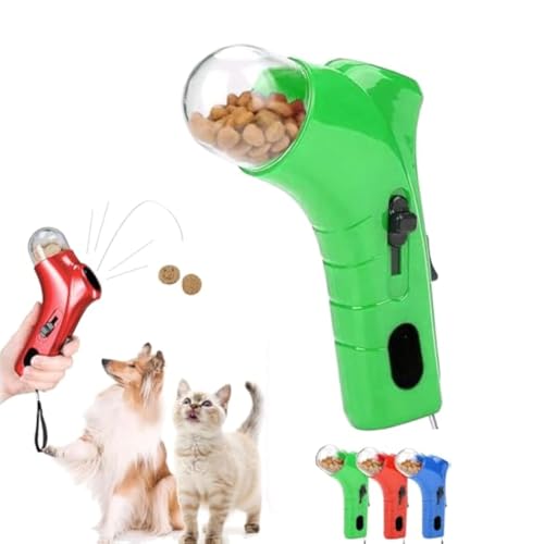 HIDRUO Cat Treat Launcher Gun,Interactive Cat Treat Shooter Gun,Leckerli Spielzeug Handheld Fütterungsspielzeug Interaktives Haustier Spender Katzenleckerli Spender Apportierspie (Green) von HIDRUO