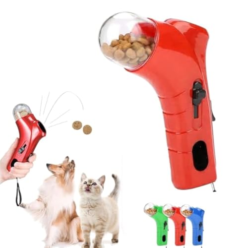 HIDRUO Cat Treat Launcher Gun,Interactive Cat Treat Shooter Gun,Leckerli Spielzeug Handheld Fütterungsspielzeug Interaktives Haustier Spender Katzenleckerli Spender Apportierspie (Red) von HIDRUO