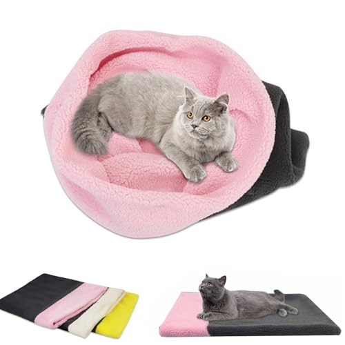 HIDRUO Cat Winter Sleeping Bag, Cat Sleeping Bag, Cat Bed Cave, Cat Sleeping Bag for Cat Winter Sleeping,360° Wrap Comfortable Cat Beds for Indoor Cats, Soft Covered Cat Bed Cave, All Seasons (Pink) von HIDRUO