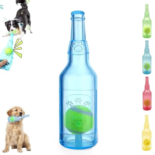 HIDRUO Pet Chew Beer Bottle with Tennis Ball, Squeaky Chew Toy for Dogs,Dog Toy Bottle with Ball Inside, Water Bottle Dog Toy,Interactive Toys for Dogs (Blue, L) von HIDRUO