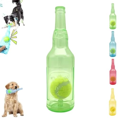 HIDRUO Pet Chew Beer Bottle with Tennis Ball, Squeaky Chew Toy for Dogs,Dog Toy Bottle with Ball Inside, Water Bottle Dog Toy,Interactive Toys for Dogs (Green, L) von HIDRUO