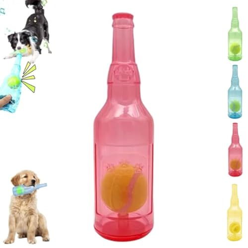 HIDRUO Pet Chew Beer Bottle with Tennis Ball, Squeaky Chew Toy for Dogs,Dog Toy Bottle with Ball Inside, Water Bottle Dog Toy,Interactive Toys for Dogs (Red, L) von HIDRUO