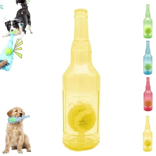 HIDRUO Pet Chew Beer Bottle with Tennis Ball, Squeaky Chew Toy for Dogs,Dog Toy Bottle with Ball Inside, Water Bottle Dog Toy,Interactive Toys for Dogs (Yellow, L) von HIDRUO