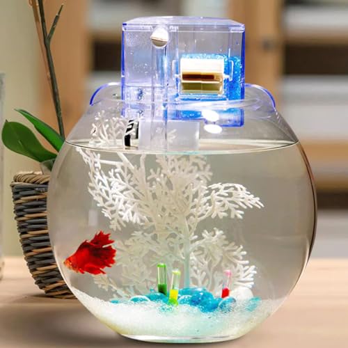 HIERYAN Runder Aquariumfilter, zum Aufhängen, kleiner Aquariumfilter mit biochemischem Schwamm, geeignet für ein rundes Aquarium mit einem Durchmesser von 8,9 cm – 13,5 cm von HIERYAN