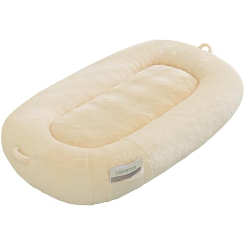 HIGOGOGO Hundebett für Kinder, 145 x 89,9 x 19,8 cm, Komfort-Kunstfell, ideal für große Haustiere und Jugendliche, Beige von HIGOGOGO