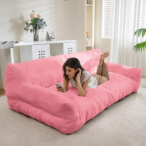 HIGOGOGO Riesiges menschliches Hundesofa, großes bequemes Bodensofa, Couch für Haustierfamilien, mit Schaumstoff-Chunk-stützender Matte, orthopädisches Hundebett aus Cord für Menschen, Rosa von HIGOGOGO