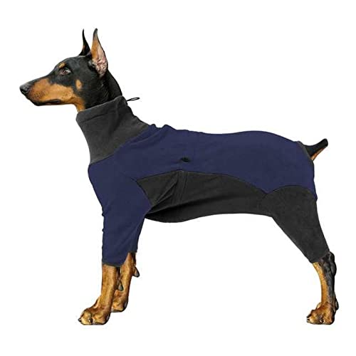 HIHELO Hundekleidung Hund Polar Fleece Kleidung Elastisch Winddicht Jumpsuit Winter Warm Mantel Warm Dicker Fleece Hundemantel Kaltes Wetter Hundejacke - Blau Grau, XL von HIHELO