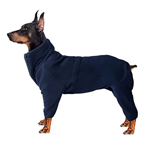 HIHELO Hundekleidung Hund Polar Fleece Kleidung Elastisch Winddicht Jumpsuit Winter Warm Mantel Warm Dicker Fleece Hundemantel Kaltes Wetter Hundejacke Marineblau, 2XL von HIHELO