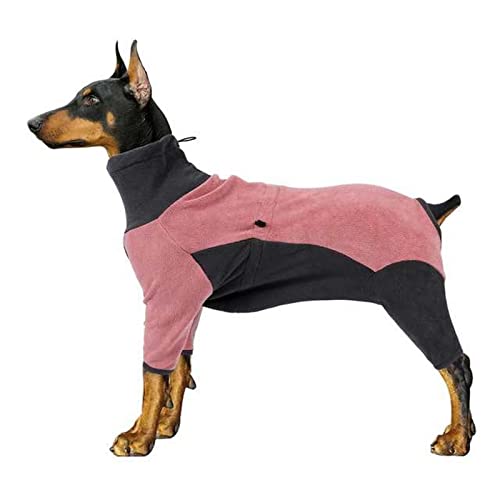 HIHELO Hundekleidung Hund Polar Fleece Kleidung Elastisch Winddicht Jumpsuit Winter Warm Mantel Warm Dicker Fleece Hundemantel Kaltes Wetter Hundejacke - Rosa Grau, 3XL von HIHELO