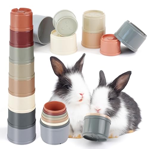 HIIMALEX Hasenspielzeug, stapelbare Becher für Kaninchen, Futtersuche und Spiele, unverzichtbares Spielzeug, sicheres Kunststoff-Zubehör, Spielzeug für Kleintiere, Kaninchen, 8 Stück von HIIMALEX