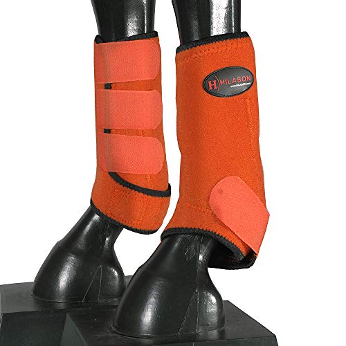 HILASON Small Horse Sportstiefel mit Vorderbeinen, Orange / Schwarz, 1 Paar von HILASON