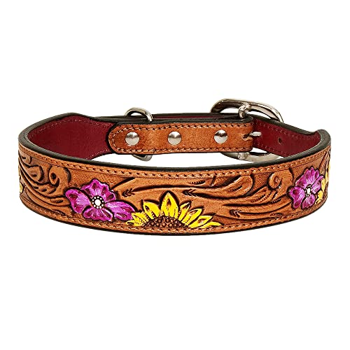 HILASON Starkes Echtleder Hundehalsband Gemalt Klein,Hundehalsband,Leder Hundehalsband,Bemaltes Hundehalsband,Bemaltes Leder Hundehalsband,Handgefertigtes Hundehalsband,Weiches Hundehalsband von HILASON