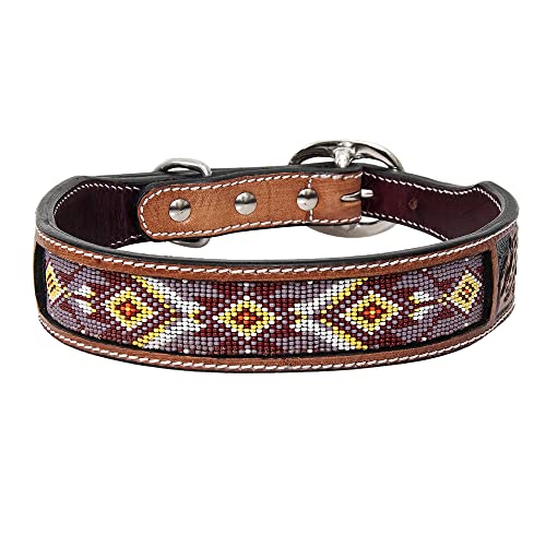 HILASON Starkes Echtleder Hundehalsband Perlen Groß | Hundehalsband | Leder Hundehalsband | Perlen Hundehalsband | Perlen Leder Hundehalsband | Handgefertigtes Hundehalsband | Weiches Hundehalsband von HILASON