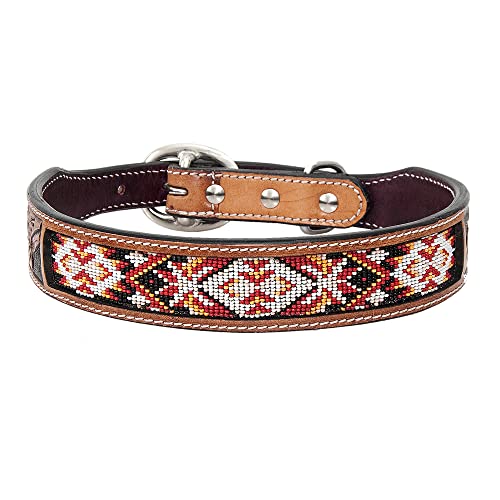 HILASON Starkes Echtleder Hundehalsband Perlen Groß | Hundehalsband | Leder Hundehalsband | Perlen Hundehalsband | Perlen Leder Hundehalsband | Handgefertigtes Hundehalsband | Weiches Hundehalsband von HILASON