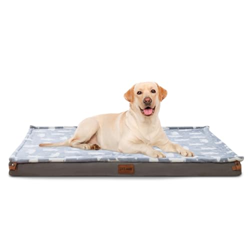 HIMAX Orthopädisches Hundebett für große Hunde, Memory-Schaum-Hundebett mit abnehmbarem, waschbarem Bezug und rutschfester Unterseite, Hundebett mit Decke, Grau von Himax