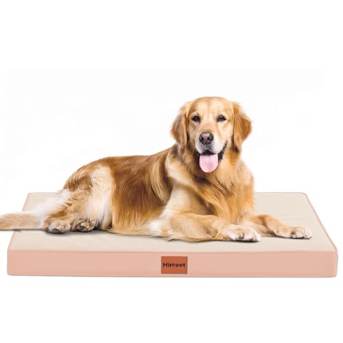 HIMEET Wasserdichtes Hundebett mit Kunststoffauskleidung, großes Hundebett, 91,4 cm, großes rosa Hundebett mit waschbarem, abnehmbarem Bezug für Hundekäfige, große orthopädische Haustierbetten für von HIMEET