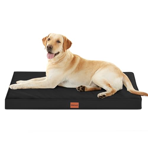 HIMEET XL-Hundebett, 107,7 cm, extra groß, waschbar, mit abnehmbarem Bezug und wasserdichtem Innenbezug, orthopädisches Hundebett, Größe XL mit Eierschaum-Unterstützung für Hunde bis zu 43 kg, Schwarz von HIMEET