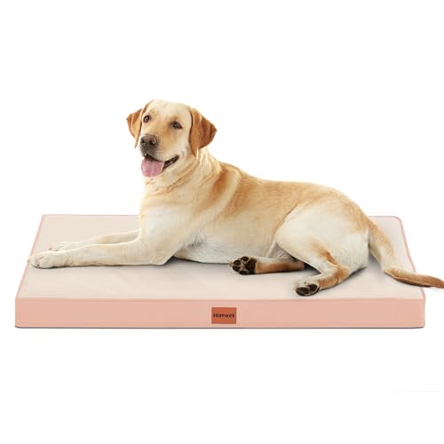 HIMEET XL-Hundebett, 111,8 cm, extra groß, waschbar, mit abnehmbarem Bezug und wasserdichtem Innenbezug, orthopädisches Hundebett, Größe XL mit Eierschaum-Unterstützung für Hunde bis zu 43 kg, Rosa von HIMEET