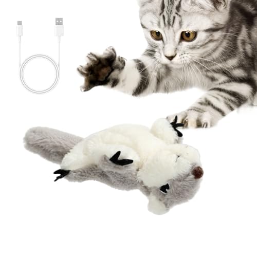 HIMS Katzenspielzeug Vogel, Fliegender Vogel Katzenspielzeug, Katzenspielzeug Vogel Echte Flattern Und Zwitschern, Fliegender Vogel für Katzen mit Katzenminze für Alle Katzen, USB-Aufladung (Maus) von HIMS