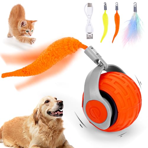 HIMS Speedy Tail 3.0, 2025 Neuer Aufgerüstet 300 mAh König des Interaktiven Katzenspielzeug Balls, Interaktiver Spielball für Katzen, lindert Ängste (Orange) von HIMS