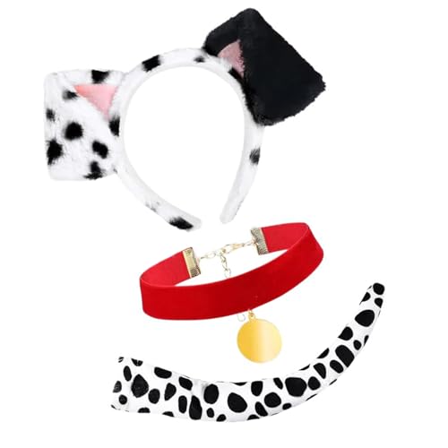 3-teiliges Halloween-Hundekostüm-Zubehör, Hundekostüm, Stirnband, Schwanz, Hundehalsband für Kinder, Erwachsene, Cosplay, Halloween von HINAYOSAN