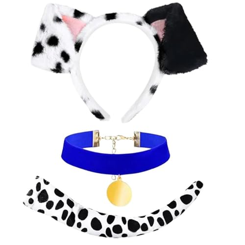 3-teiliges Halloween-Hundekostüm-Zubehör, Hundekostüm, Stirnband, Schwanz, Hundehalsband für Kinder, Erwachsene, Cosplay, Halloween von HINAYOSAN