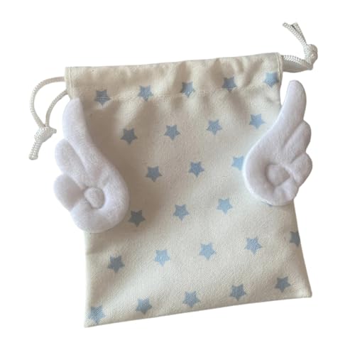 HINAYOSAN Beutel mit Kordelzug, kleine Beutel, Plüsch, Flügel, Kosmetiktasche, Kulturbeutel, Kordelzug, Aufbewahrungstasche, Sternmuster, Kosmetiktasche, Aufbewahrung, Make-up-Tasche, Kordelzug HINAYOSAN Beutel mit Kordelzug, kleine Beutel, Plüsch, Flügel, Kosmetiktasche, Kulturbeutel, Kordelzug, Aufbewahrungstasche, Sternmuster, Kosmetiktasche, Aufbewahrung, Make-up-Tasche, Kordelzug von HINAYOSAN